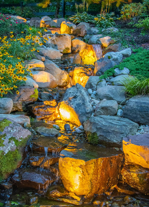 bamboo oasis garden lighting a stream